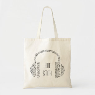 Tote Bag Nom de musique écouteurs étudiants modernes