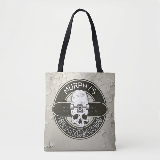 Tote Bag NOM DE Patinage Personnalisé Skull Skateboard Skat (Devant)