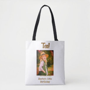 Tote Bag nom de photo d'anniversaire 10 ans date simple mar