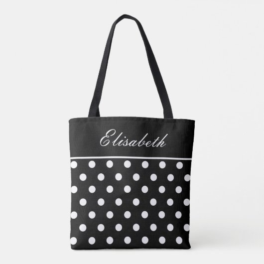 Tote Bag Nom de point Polka noir classique (Dos)