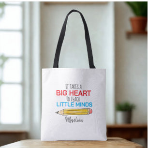 Tote Bag Nom de professeurs personnalisé moderne avec citat