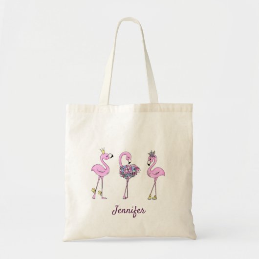 Tote Bag Nom de script avec cadeau de Flamant rose mignon - (Devant)
