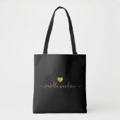 Tote Bag Nom de script Cœur Doré Moderne (Devant)