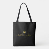Tote Bag Nom de script Cœur Doré Moderne (Dos)