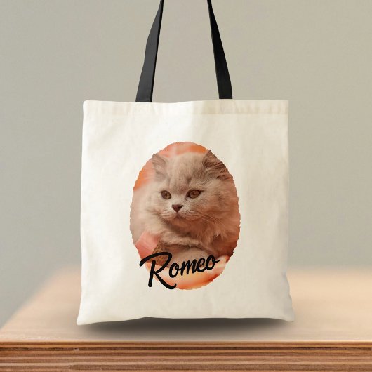 Tote Bag nom de script de photo de chat mignon