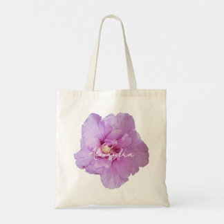 Tote Bag Nom de script de photo d'hibiscus violet lavande f