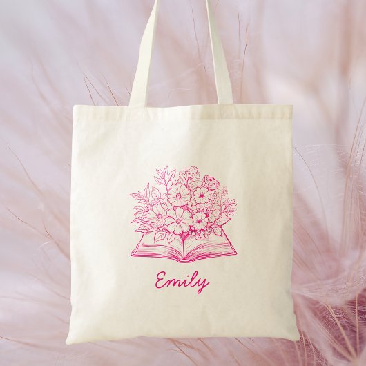 Tote Bag Nom de script rose élégant tendance