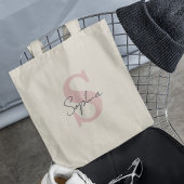 Tote Bag Nom de script tendance avec monogramme initial ros