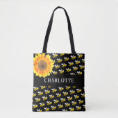 Tote Bag Nom de tournesol des abeilles noires (Devant)
