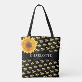 Tote Bag Nom de tournesol des abeilles noires (Dos)