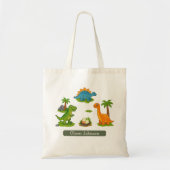 Tote Bag Nom d'enfants de dinosaure mignon école (Devant)