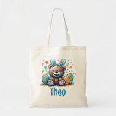 Tote Bag Nom des enfants de Pâques Garçons Bunny Teddy Ours (Devant)