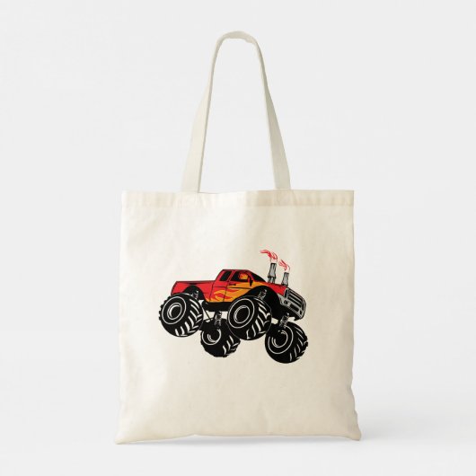 Tote Bag Nom des Garçons Noirs Rouges - Camion Monster Pers (Dos)