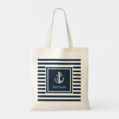 Tote Bag Nom du bateau Corde d'Ancres nautiques Marine Blue (Dos)