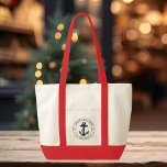 Tote Bag Nom du bateau d'Ancres nautiques<br><div class="desc">Ajoutez le nom et l'emplacement de votre bateau ou capitaine en cliquant sur le bouton "Personnaliser" ci-dessus. Naviguez avec élégance avec notre sac fourre-tout nautique sur mesure, le compagnon ultime de vos aventures maritimes. Cette fourre-tout présente un design mignon inspiré des merveilles de l'océan, avec des motifs maritimes classiques comme...</div>