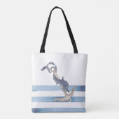 Tote Bag Nom du bateau nautique, Ancre Dauphin Stripes (Dos)
