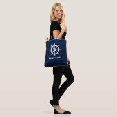 Tote Bag Nom du bateau Navires nautiques Helm Deep Navy Blu (Sur le modèle)