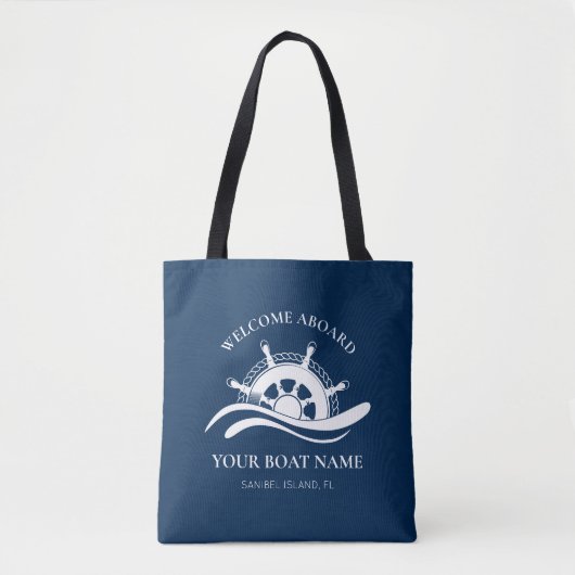 Tote Bag Nom du bateau Roue du navire nautique (Devant)