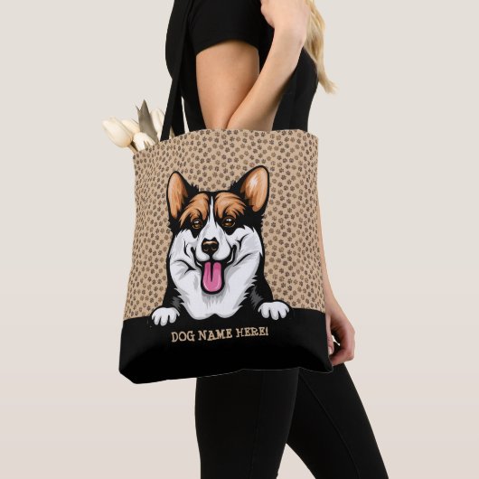 Tote Bag Nom du chien ou votre nom, Pembroke Welsh Corgi + (De près)