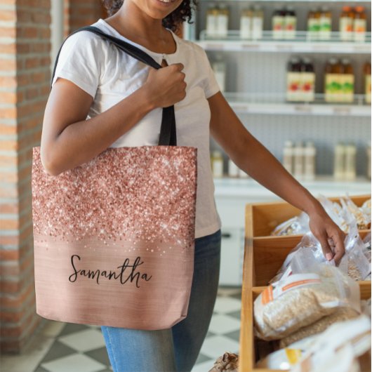 Tote Bag Nom du glamour or Rose Glitt