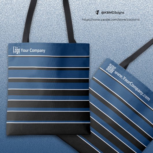 Tote Bag Nom du logo des petites entreprises QR-Code Bleu N