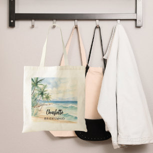 Tote Bag Nom du mariage de la plage de Bridesmaid