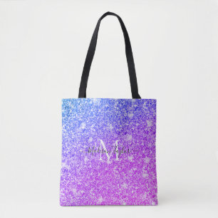 Tote Bag Nom du monogramme de la Parties scintillant rose e