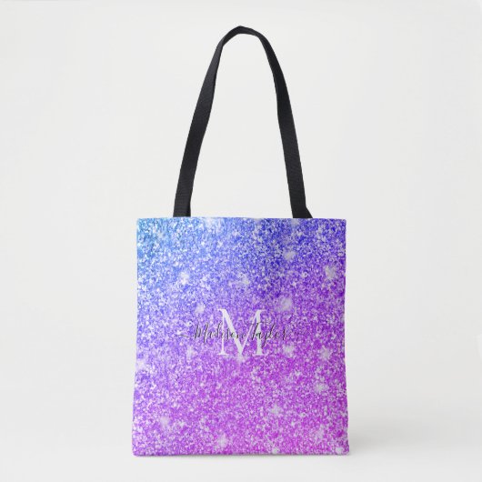 Tote Bag Nom du monogramme de la Parties scintillant rose e (Devant)