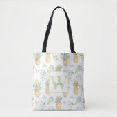 Tote Bag Nom du monogramme de l'ananas tropical (Devant)