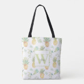 Tote Bag Nom du monogramme de l'ananas tropical (Dos)
