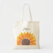 Tote Bag Nom du monogramme de tournesol jaune personnalisé (Devant)