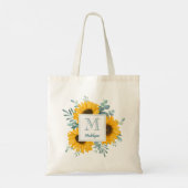 Tote Bag Nom du monogramme de tournesol personnalisé (Dos)