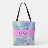 Tote Bag Nom du monogramme d'iridescendance rose-fille (Dos)