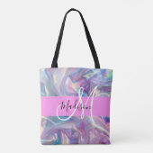 Tote Bag Nom du monogramme d'iridescendance rose-fille (Dos)