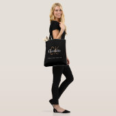 Tote Bag Nom du monogramme en or noir - écriture initiale (Sur le modèle)