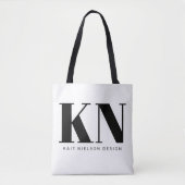 Tote Bag Nom du monogramme moderne en gras blanc personnali (Devant)