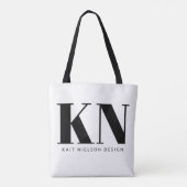 Tote Bag Nom du monogramme moderne en gras blanc personnali (Dos)