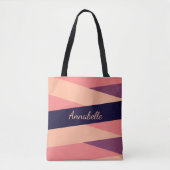 Tote Bag Nom du monogramme ou Initiales Rayures violettes r (Devant)