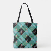 Tote Bag Nom du monogramme Plaid vert rose (Dos)