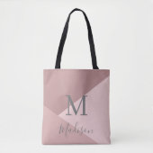 Tote Bag Nom du monogramme rose poussiéreux (Devant)