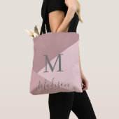 Tote Bag Nom du monogramme rose poussiéreux (De près)