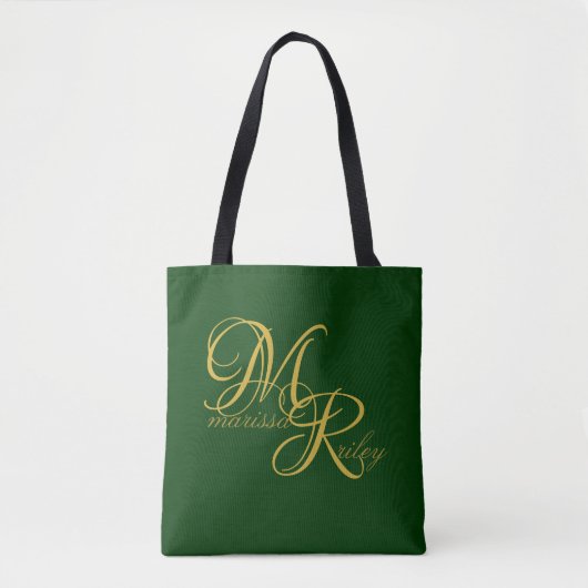 Tote Bag Nom du monogramme Script écologique initial (Devant)