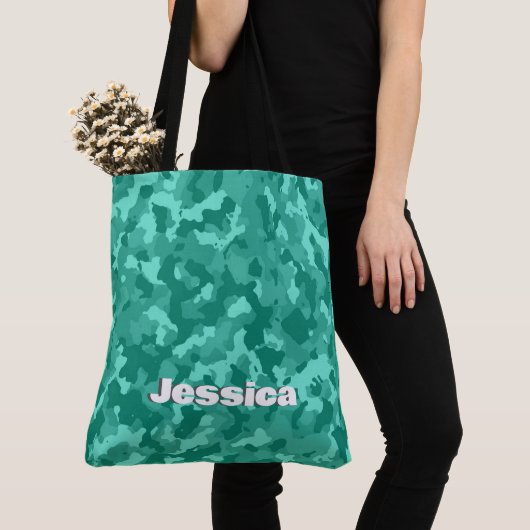 Tote Bag Nom du monogramme sur Camion vert | (De près)