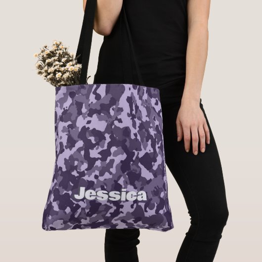 Tote Bag Nom du monogramme sur Camion violet | (De près)