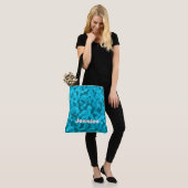 Tote Bag Nom du monogramme sur Camo Bleu | (Sur le modèle)