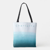 Tote Bag Nom du monogramme Turquoise Green Blue Ocean Ombre (Dos)