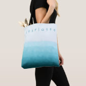 Tote Bag Nom du monogramme Turquoise Green Blue Ocean Ombre (De près)