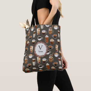 Tote Bag Nom du monogramme Venti Louveur de café Brown