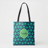 Tote Bag Nom du Motif de plume de paon moderne (Devant)