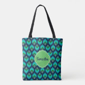 Tote Bag Nom du Motif de plume de paon moderne (Dos)